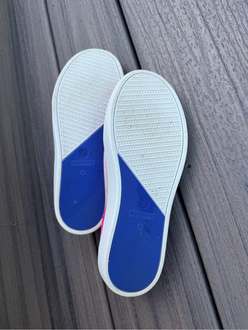 Rothy's Kids Slip-On Sneakers in Bright Pink with Blue Trim - Picture 6 of 6